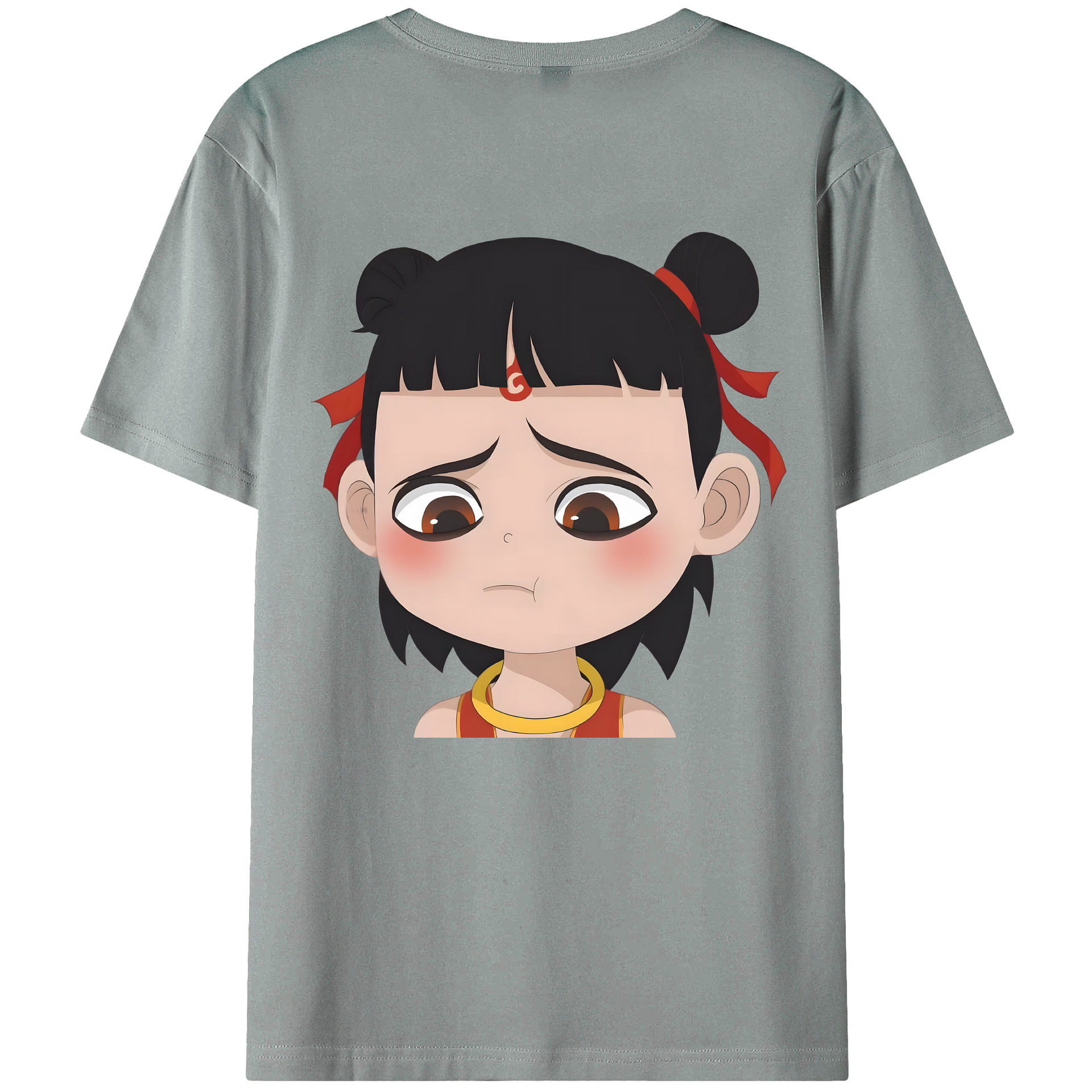 （画像用） Ne Zha 2 ナタ 魔童の大暴れ 綿100％ メンズ半袖Tシャツ（バックプリント） 通気性
